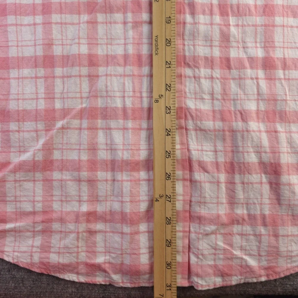 Southern‎ Tide Shirt Medium Pink Plaid Hemp Blend Long Sleeve Button Down - Picture 6 of 9